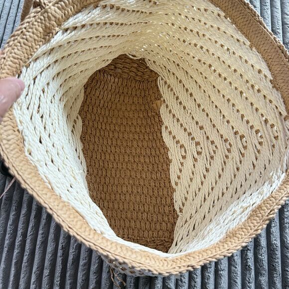 Straw Woven Large Double Handle Beach Picnic Tote Bag - Picture 5 of 9